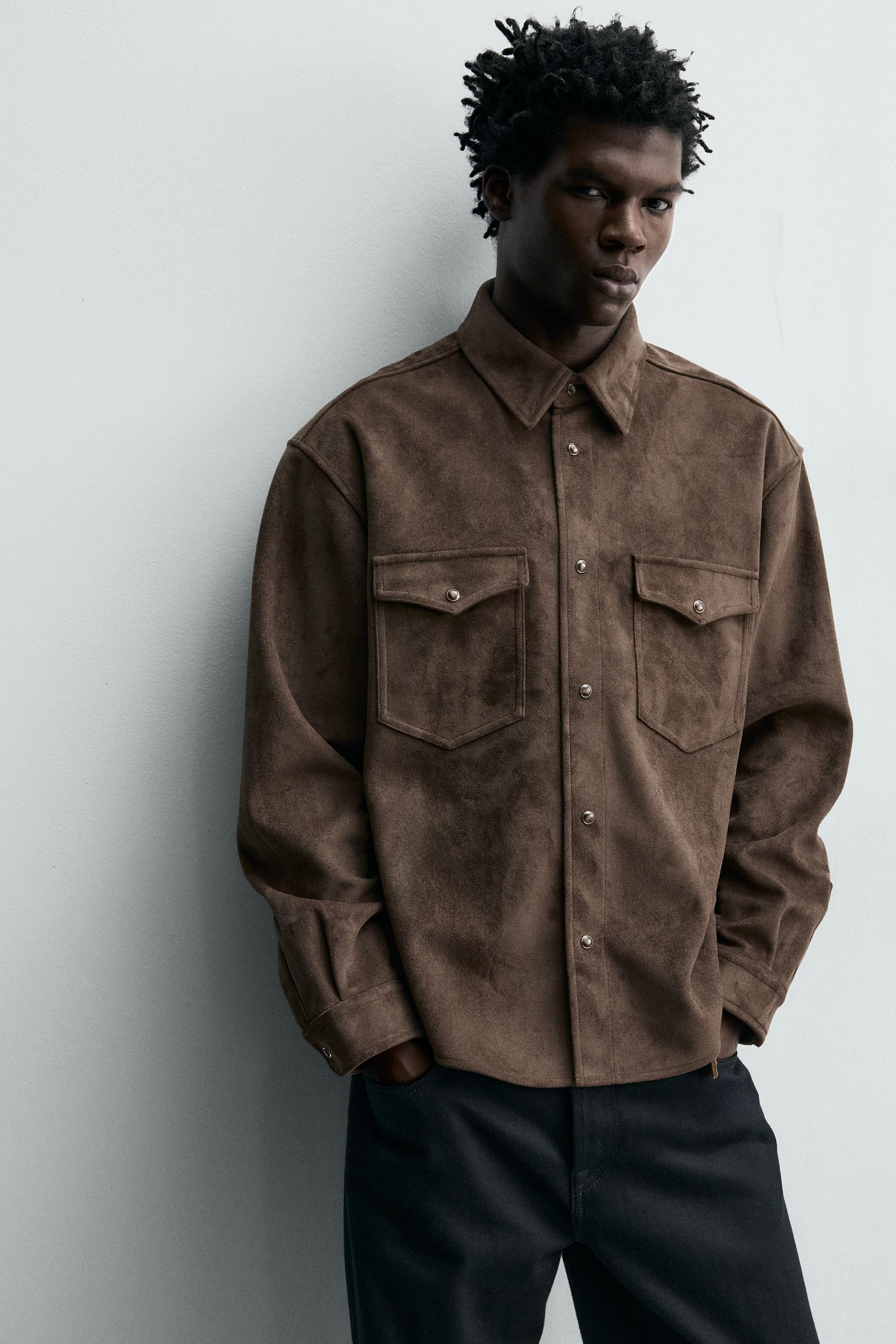 REGULAR FIT FAUX SUEDE OVERSHIRT